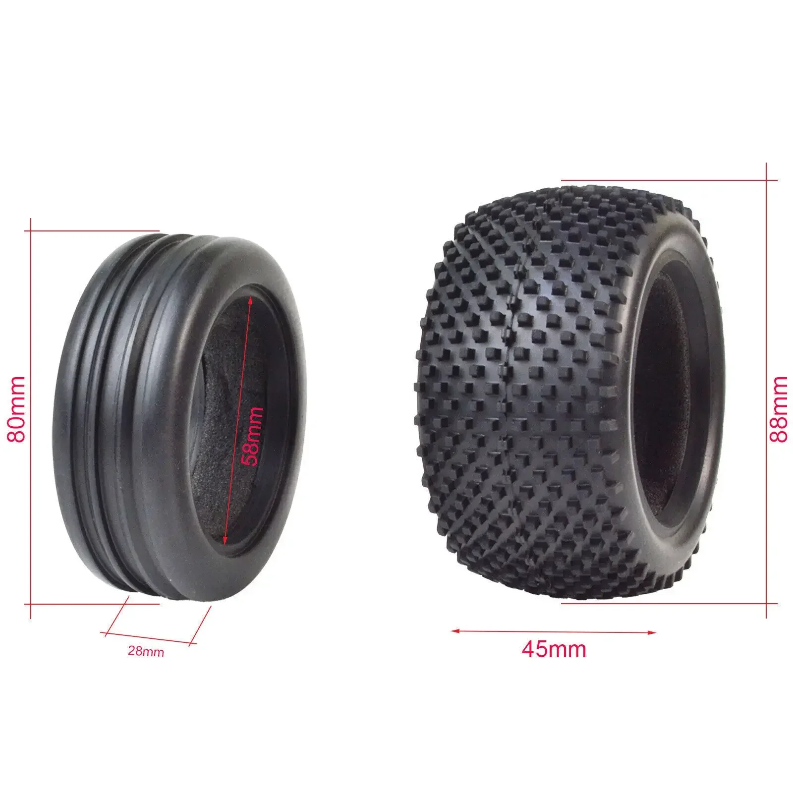 Front Rear Soft Tires for Tamiya DT02/DT01/DF02/DT03/TD2/DN01/Rising Fighter 1/10 2WD Buggy Car