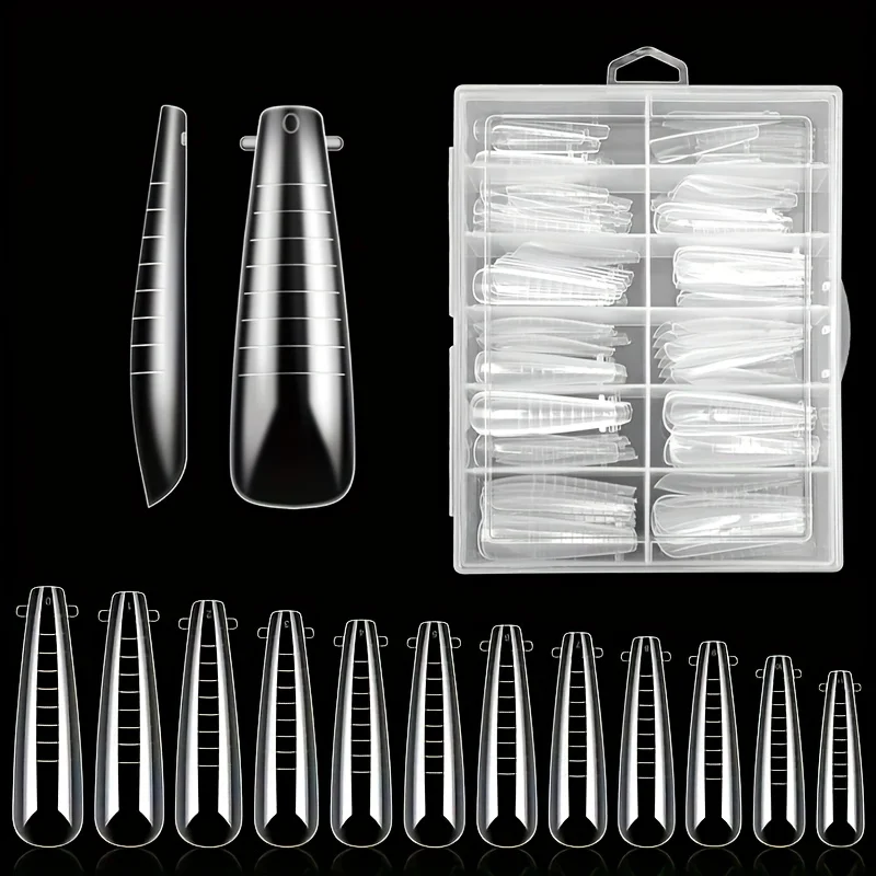 네일 연장용 듀얼 폼 120개, 빌더용 2가지 스타일 12가지 사이즈 듀얼 폼, 매니큐어 아트 디자인용 투명 젤 네일 팁 폼