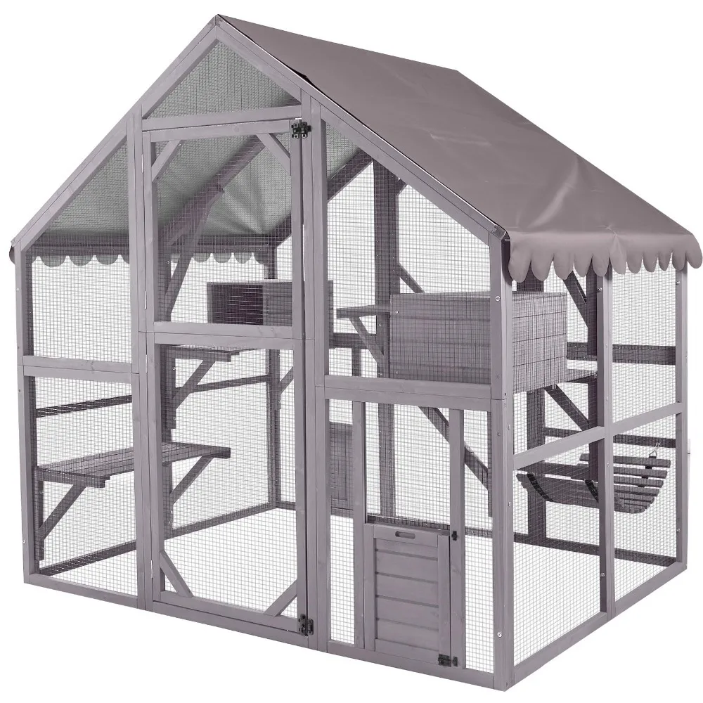 Outdoor Cat Enclosure Large for Multiple Cats, Outdoor Wooden Cat House