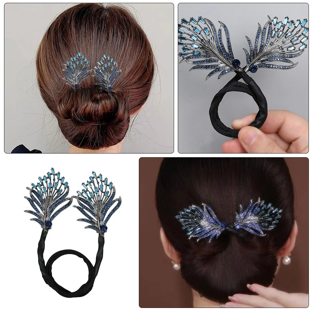 Lazy Bun Maker Hair Bun Maker Hair Bun Curler Women Hair Bun Making Tool Lazy Hairpin Tool Women'S Women Rhinestone Bow Curler 3