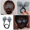 Lazy Bun Maker Hair Bun Maker Hair Bun Curler Women Hair Bun Making Tool Lazy Hairpin Tool Women'S Women Rhinestone Bow Curler 3