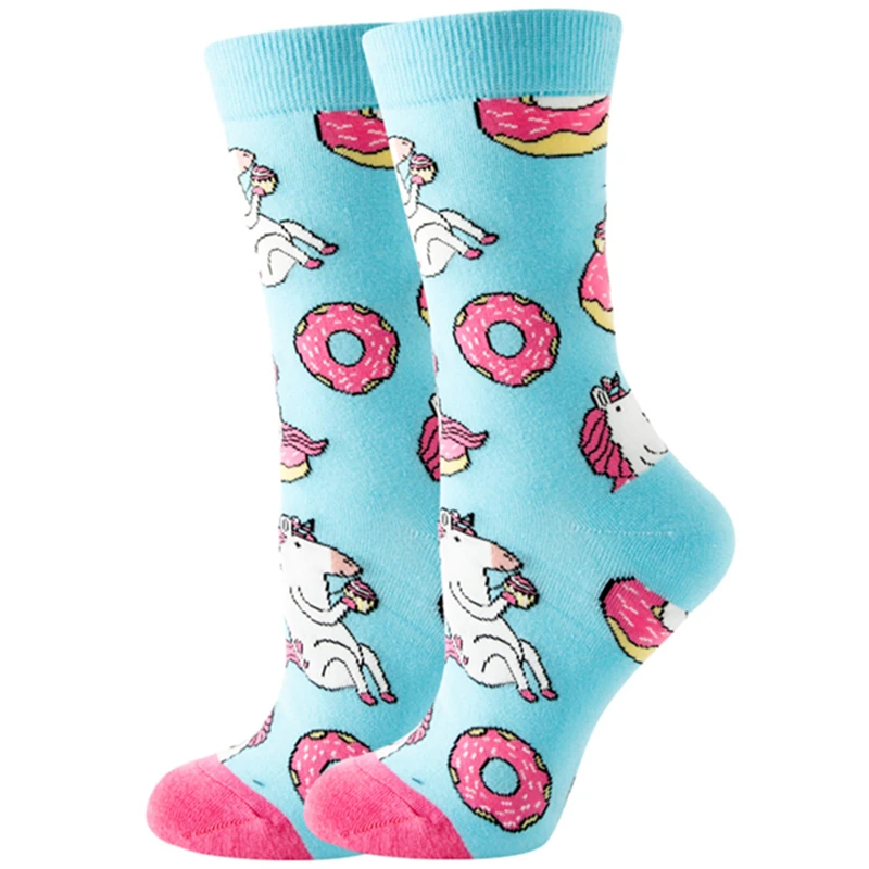 Women Designer Fashion Funny Creative Middle Tube Cotton Socks Colorful Cute Pattern Animal Plant Sports Gift