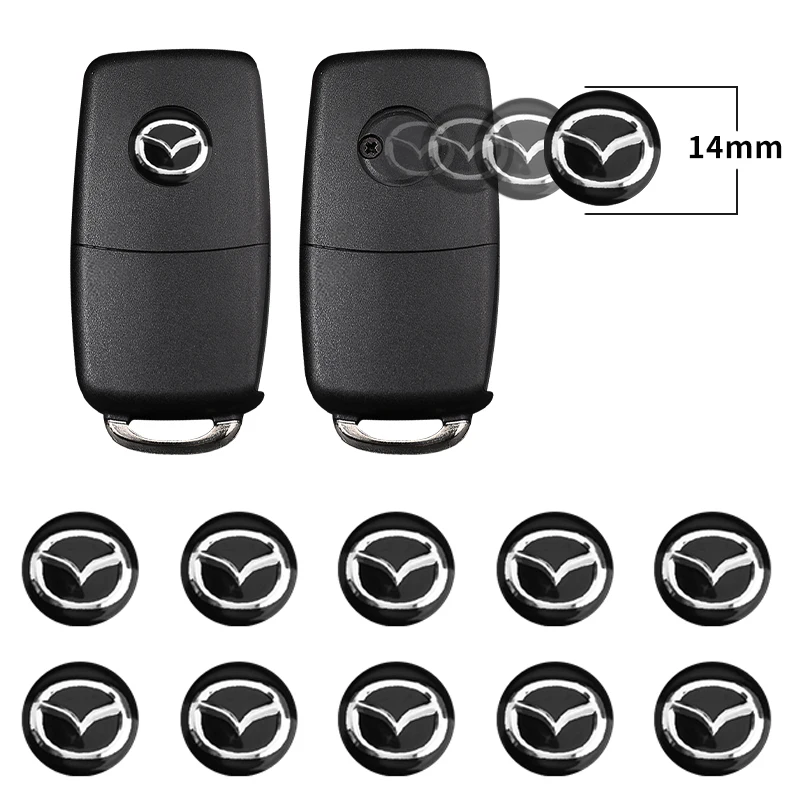 10pcs Aluminum Emblem Logo Car Key Sticker Shell Remote Fob Decals For