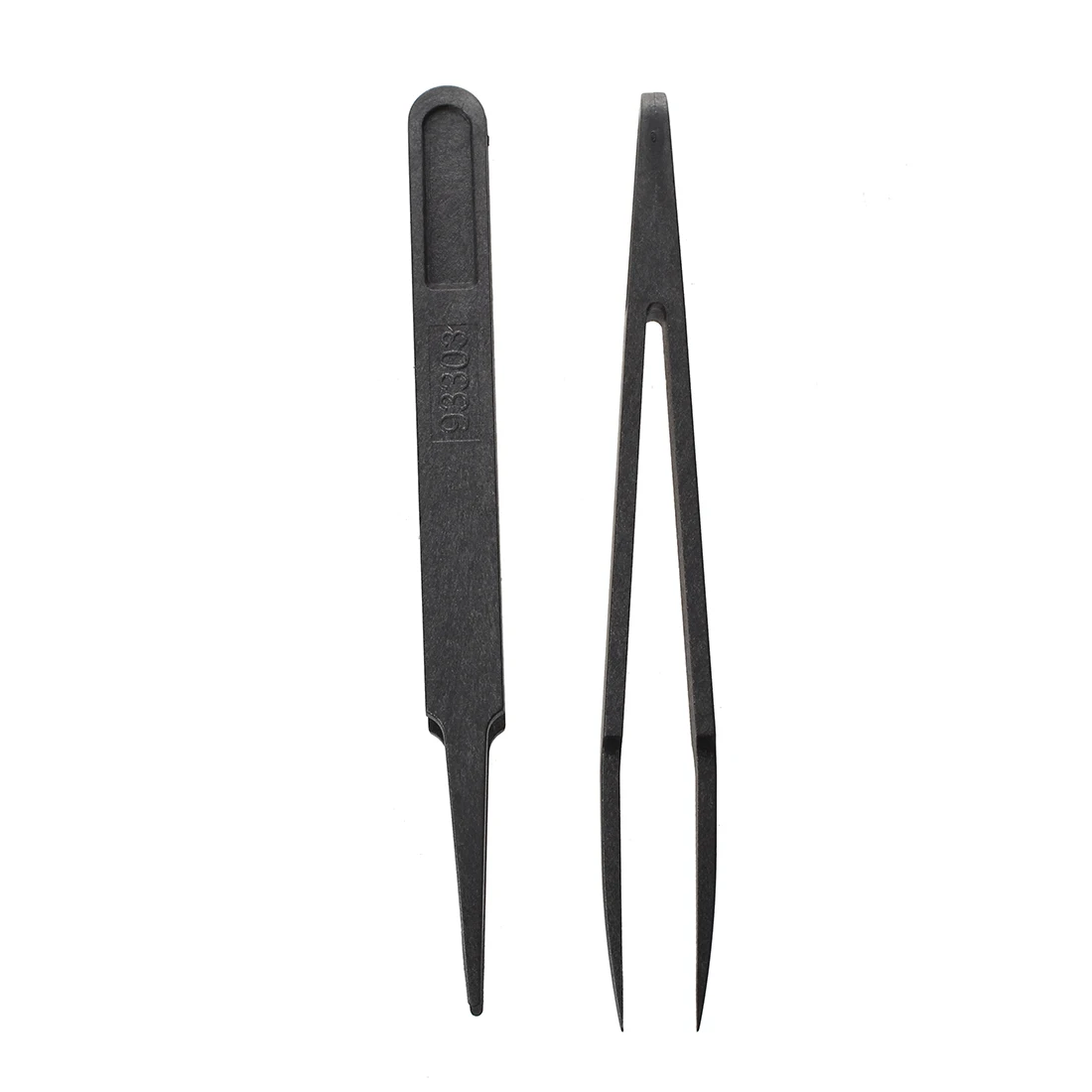 4.5 inch Length Black Plastic Anti-static Tweezers Repair Tool 2