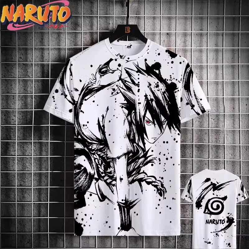 MINISO Naruto Men's T Shirt Japanese Anime 3D Prints Casual Short Sleeve Tees Street Oversized Clothing Fashion Cartoon T-Shirts 5
