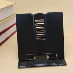Enhanced Portable Metal Book Holder and Tablet Stand for Reading, Music Scores, and Recipes (Black)