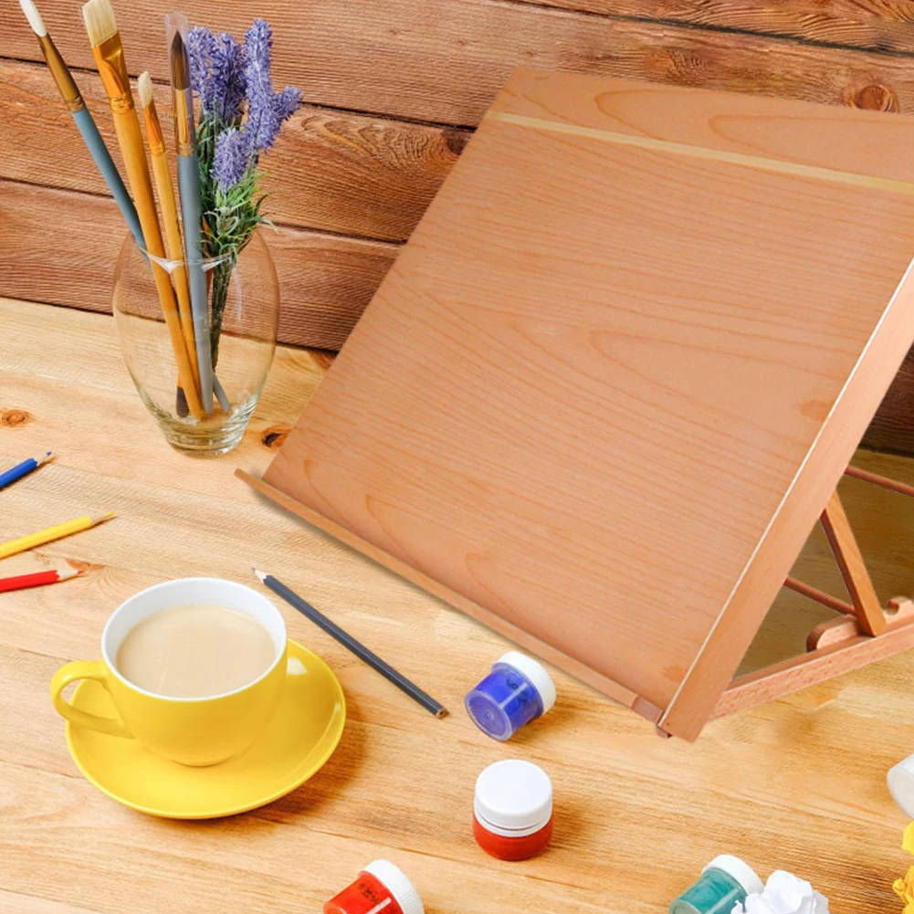 Desktop Drawing Board Adjustable Angle Wooden Sketching Board Portable Wood Painting Easel Multi-Function for Beginners Students