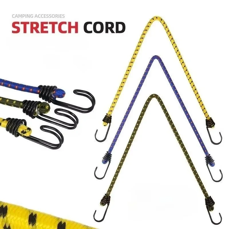 60/120cm Bungee Cord Elastic Band High Elasticity Rubber Outdoor Camping Luggage Tent Assembly Hiking Accessories Tying Rope nylon cable tie