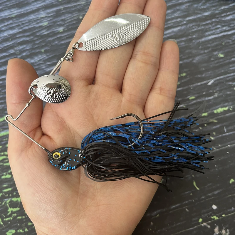 Leurre Spinnerbait Jupe Silicone - Appât Pêche Carnassier, Vibrations, Clignotant - Avec Hameçon Aiguisé Et Fil De Maintien