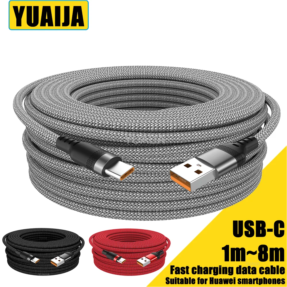 USB C 6A Super Fast Charge Cable for Huawei 8m 5m 3m 2m 1m USB TYPE-C Equipment Cable for Samsung Xiaomi OPPO OnePlus VR Camera BEST SELLERS