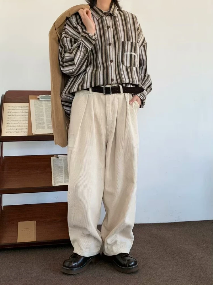 Vintage Corduroy Wide Leg Pants for Men Women men cargo pants wide leg pants