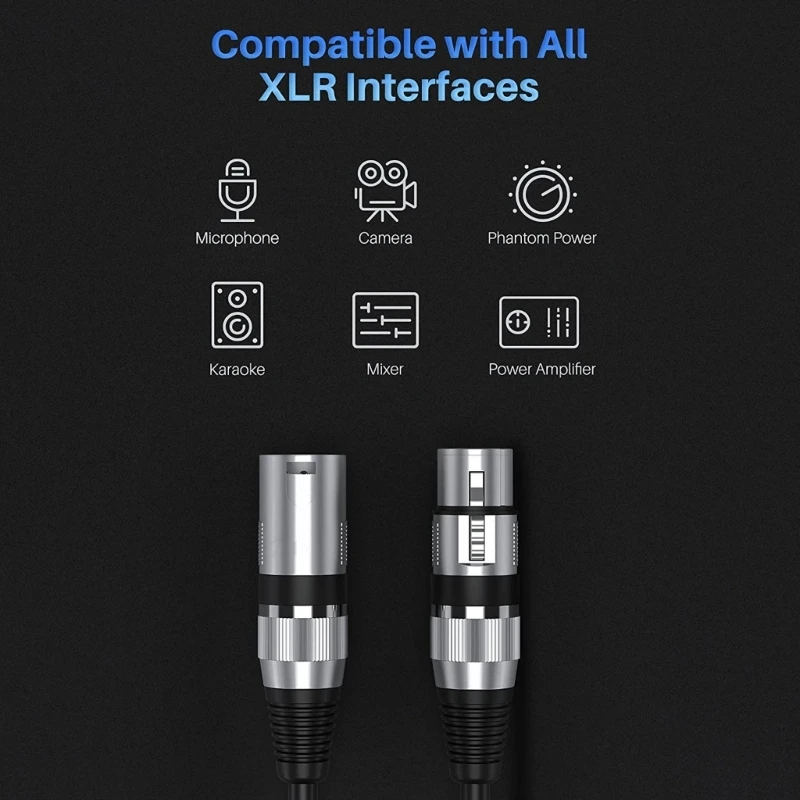 ioio Male To Female Cable Canon-XLR Connector For Guitar Mixer Amplifier-Bass