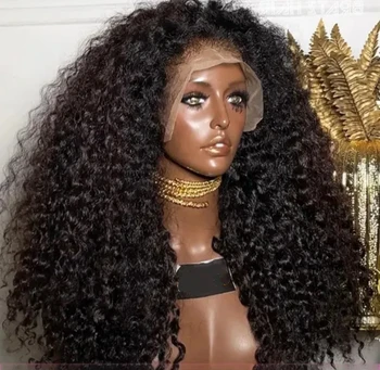 Parrucche Kinky Curly HD Full Lace Frontal 13X4X1 per donne di colore, regalo per la mamma, pre-strapazzate con baby hair, nodi sbiancati, capelli morbidi