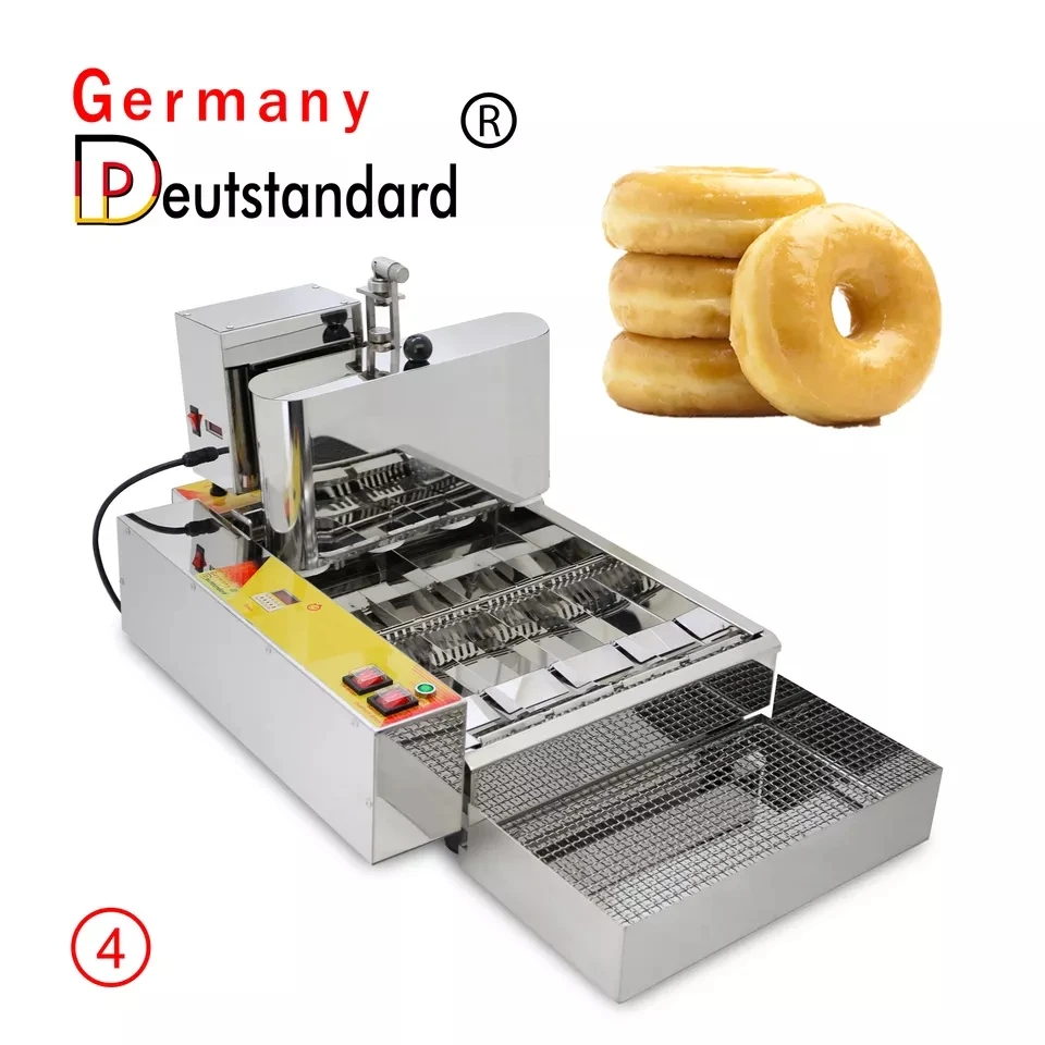 4 Rows Commercial Stainless Steel Automatic Donut Making Machine Mini Circle Doughnut  Processing Fryer Maker Snack Equipment customized snack equipment new 4 piece coin commercial waffle maker mini round waffle
