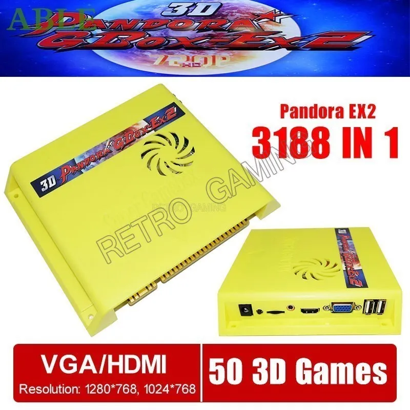 3188 In 1 Pandora GBox-EX2 Jamma Arcade Machine 3D Pandora Game Board Multigame Card VGA Outp For PC PS3 Arcade Game Cabinet