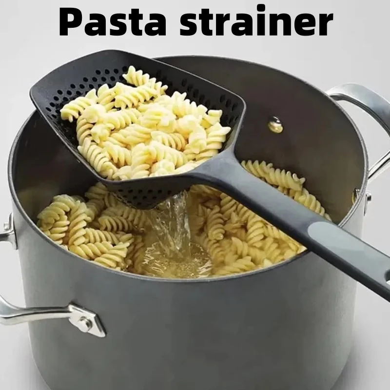 Large Strainer Spoon Long Handle Tool Colander Draining Scoop Pasta Strainer Cooking Kitchen for Spaghetti