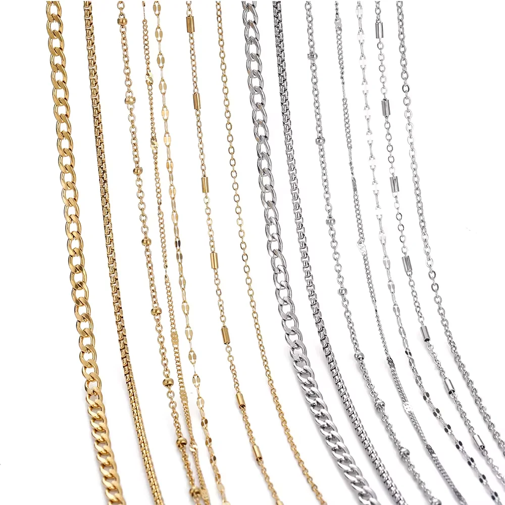 Perles en acier inoxydable de 2 mètres, accessoires pour bijoux de direction, bracelet et collier à faire soi-même