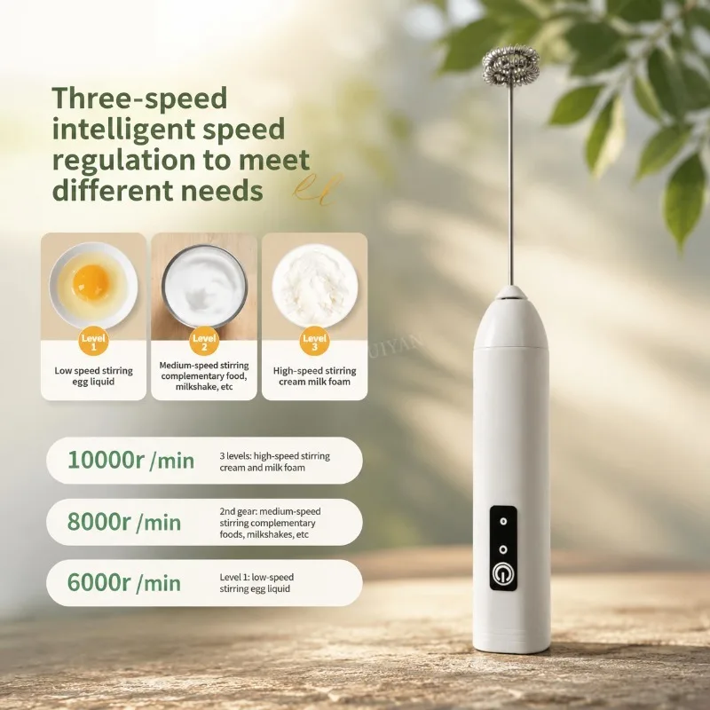 Compact USB Rechargeable Handheld Milk Frother and Whisk Mixer
