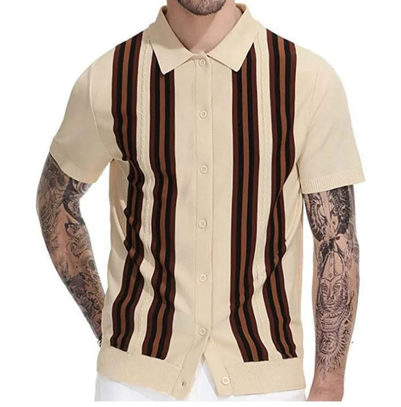 2025 Spring Summer Men's Short Sleeve Polo Shirt Knitted Slim Business Cardigan Shirt Streetwear Casual Tops Camisa Masculina 16 Sedae987fdf6c40e08ea7190890ad8dc22