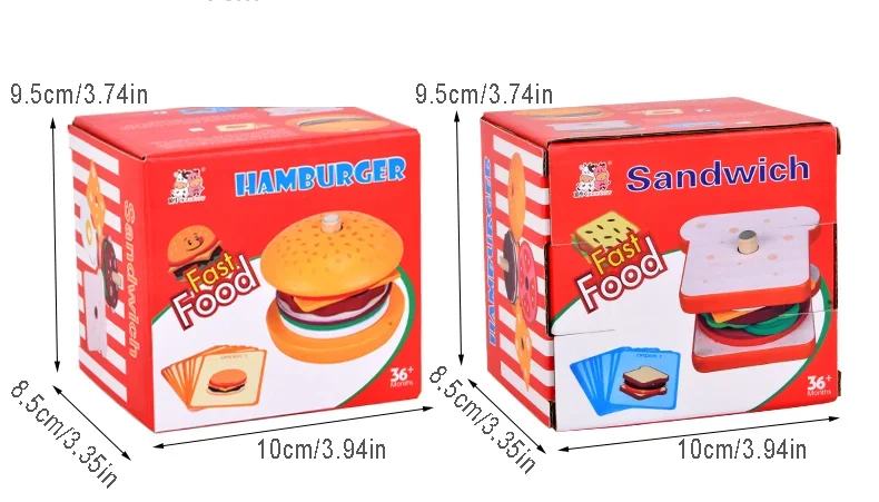Juego de simulación de cocina para niños, juguetes de madera, sándwich de hamburguesa, juegos a juego de comida de simul