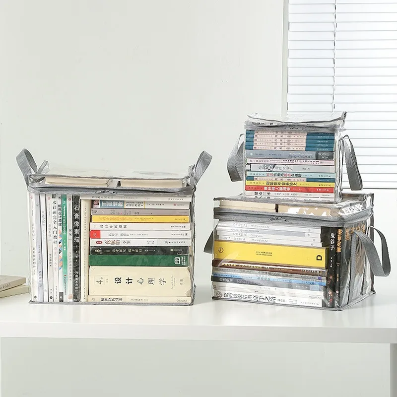 Foldable Book Box Handbag Student Dormitory Classroom Book Organizer Transparent Waterproof Household Organizing StorageBox