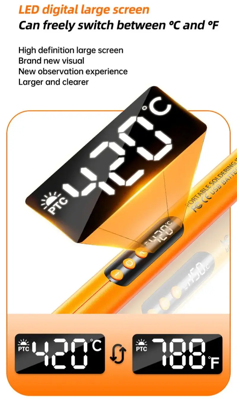 USB Wireless Soldering Iron Kit with Adjustable Temperature 300-450℃ - Image 2