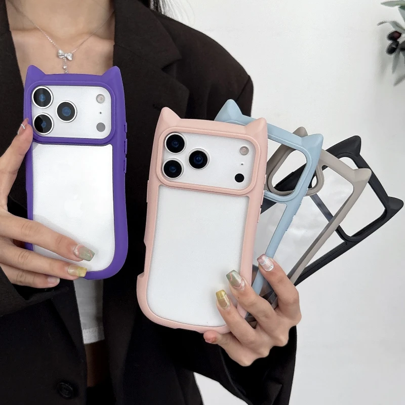 Transparent 3D Cat Ear Protective Clear Phone Case