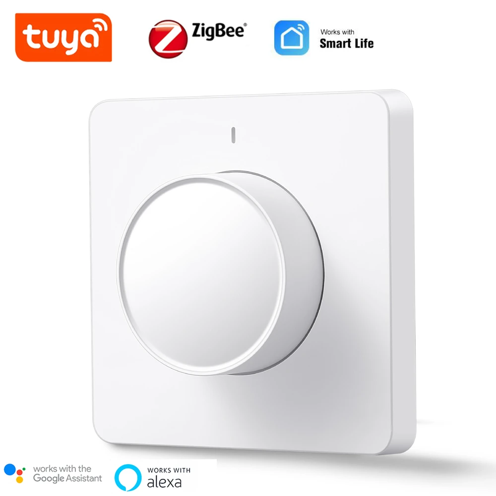 Tuya Smart Home Zigbee Rotary Dimmer Switch Dimming Panel Smart Wall Switch Need Hub APP Voice Control Alexa Google Home