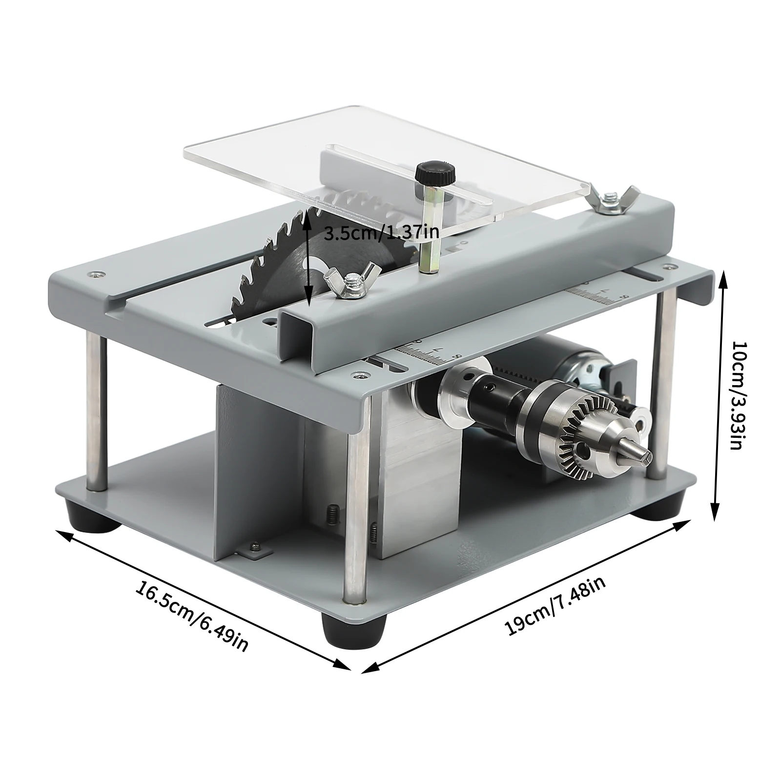 Elektrische Mini-Tischkreissäge, 4,33 Zoll, Kreuzschnitt-Gleitsäge mit 7-Gang-Einstellung, 0–90 ° Winkelschnitt, 96 W Motor aus reinem Kupfer für Holz – Detail 2