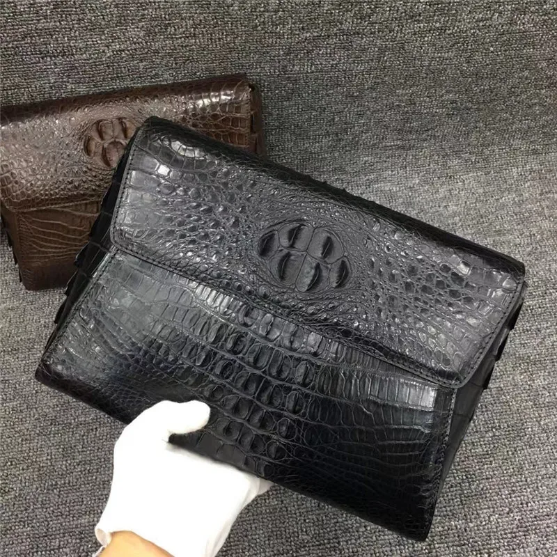 

Authentic Real Alligator Leather Men's Wristlets Clutch Purse Large Card Holders Genuine Exotic Crocodile Skin Male Phone Bag