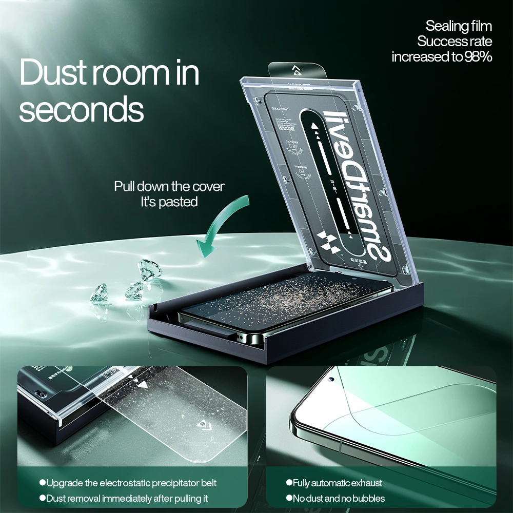 Premium Screen Protector, Dust-Free Tempered Glass Film, 1/2PCS