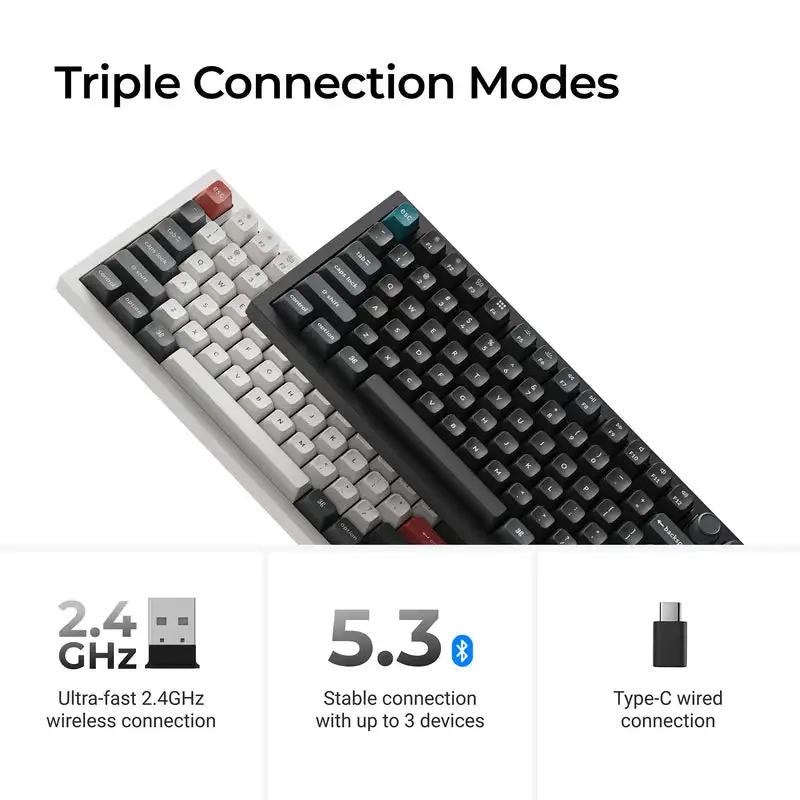키크론 Q6 울트라 8K 무선 커스텀 기계식 키보드 RGB 백라이트 풀사이즈 노브