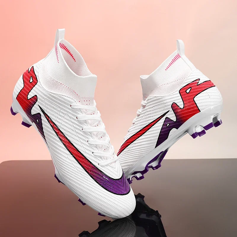 Men Football Boots Kids Sports Grass Long Spike Outdoor TF/FG Training Soccer Shoes Society Sneakers Professional Football Shoes