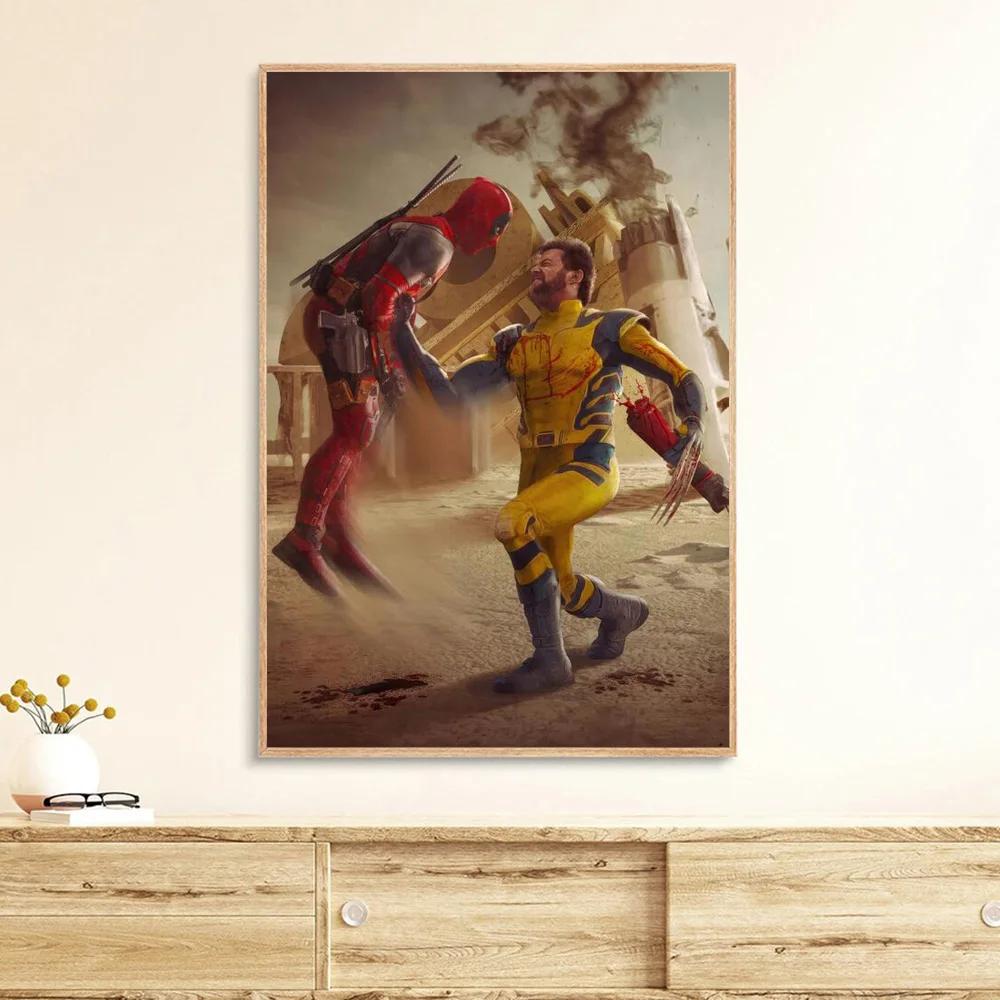 Wunder Superhelden Film Poster und Drucke Deadpool Kampf Vielfraß Leinwand  Kunst Wohnkultur X-Man Wandmalerei für Wohnzimmer - AliExpress, image size:1000x1000