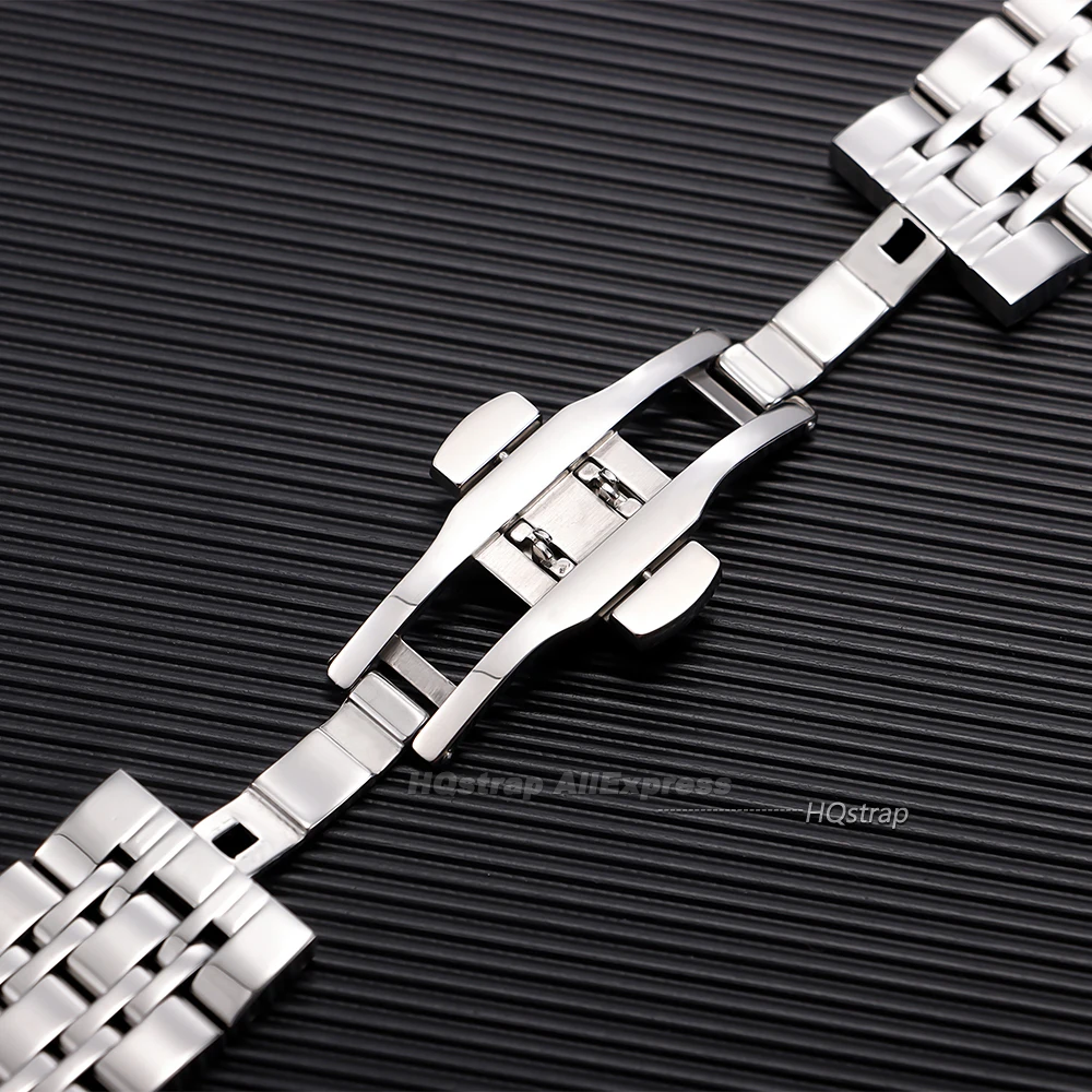 Premium Curved End Stainless Steel Smartwatch Bracelet with Butterfly Buckle