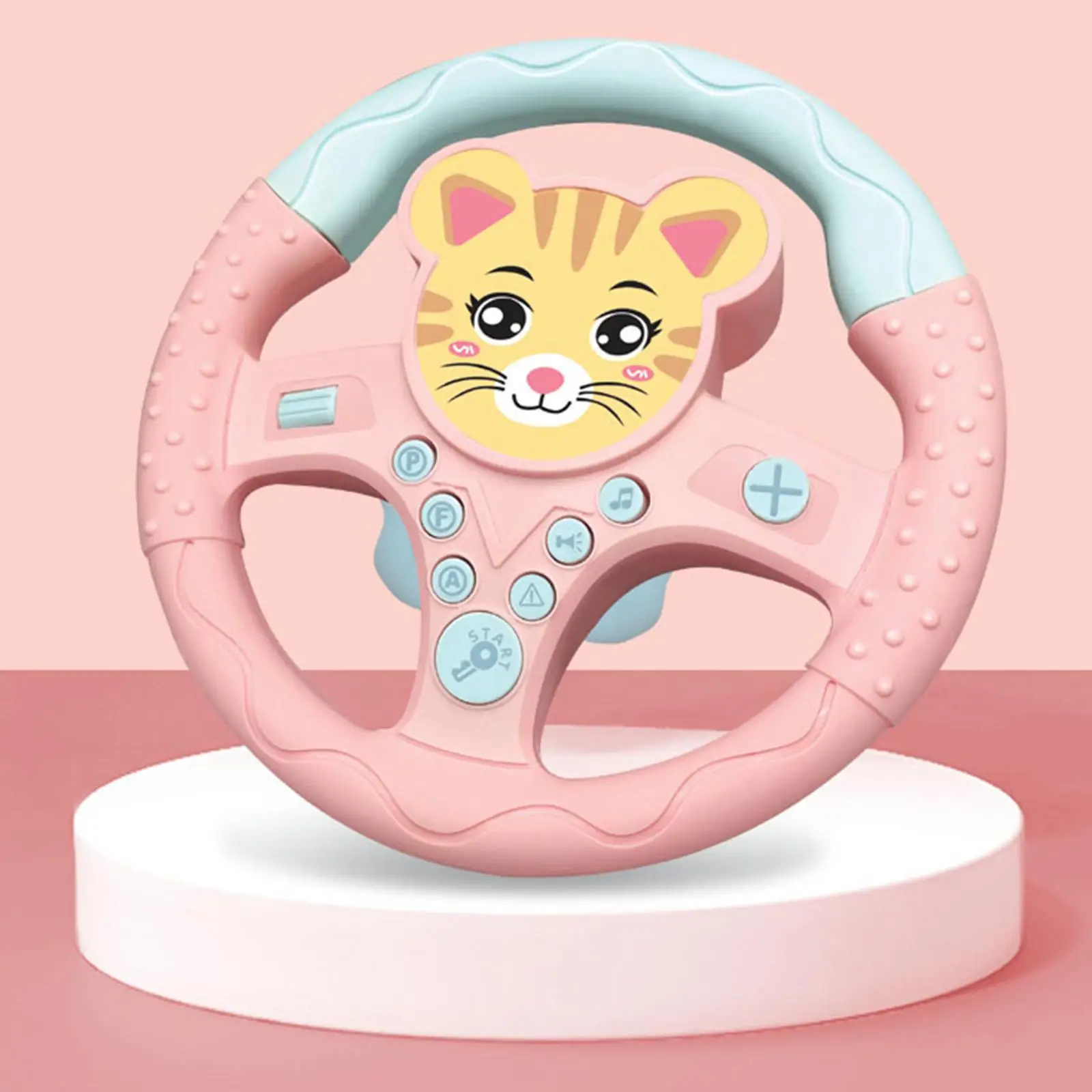 Steering Wheel Toy with Sound and Light Simulated Driving Controller Steering Wheel Car Seat Toy for Toddler Kids 4