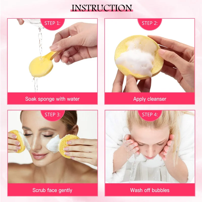 12Pcs Compressed Facial Sponge for Estheticians Face Round Cleansing Sponge Makeup Removal Sponge Pad Exfoliating Spa Washing 2