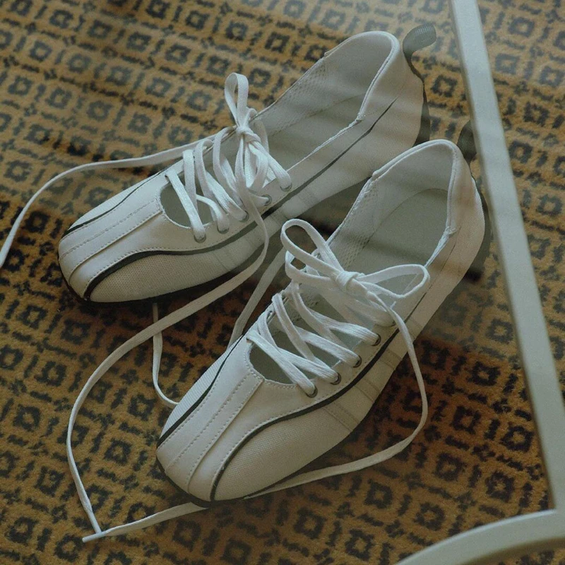 Lace Up Casual Ballet Shoes Women's Ballet Flats Fashion Korean