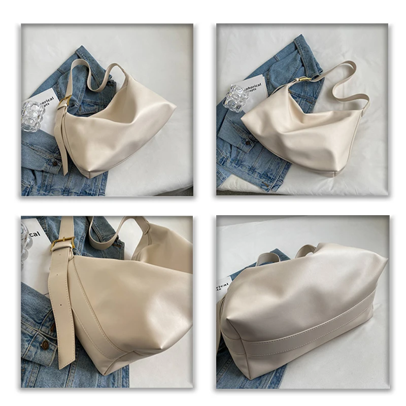 Women's Bags Soft Leather Single Shoulder Bag Designer Style Tote Bags Large Capacity Student Commuting Underarm Crossbody Bag