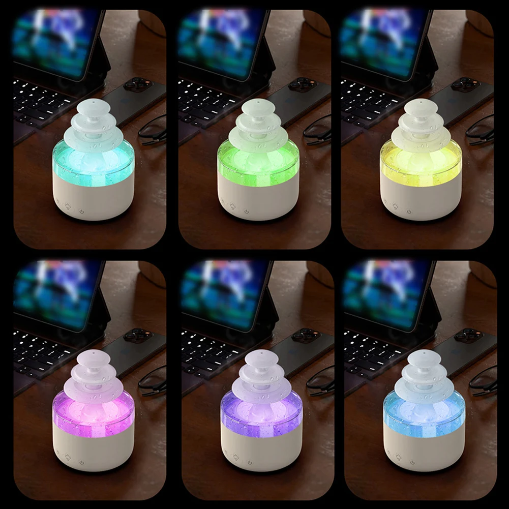 500ML Portable Air Humidifier Low Noise Rain Cloud Raindrop Night Light Multifunctional 7 Colorful Light for Home Bedroom Office