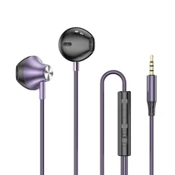 Enhanced HiFi Stereo Sound Wired Headphones with HD Microphone for Sports, Music, and Gaming (PurPle 3.5mm)