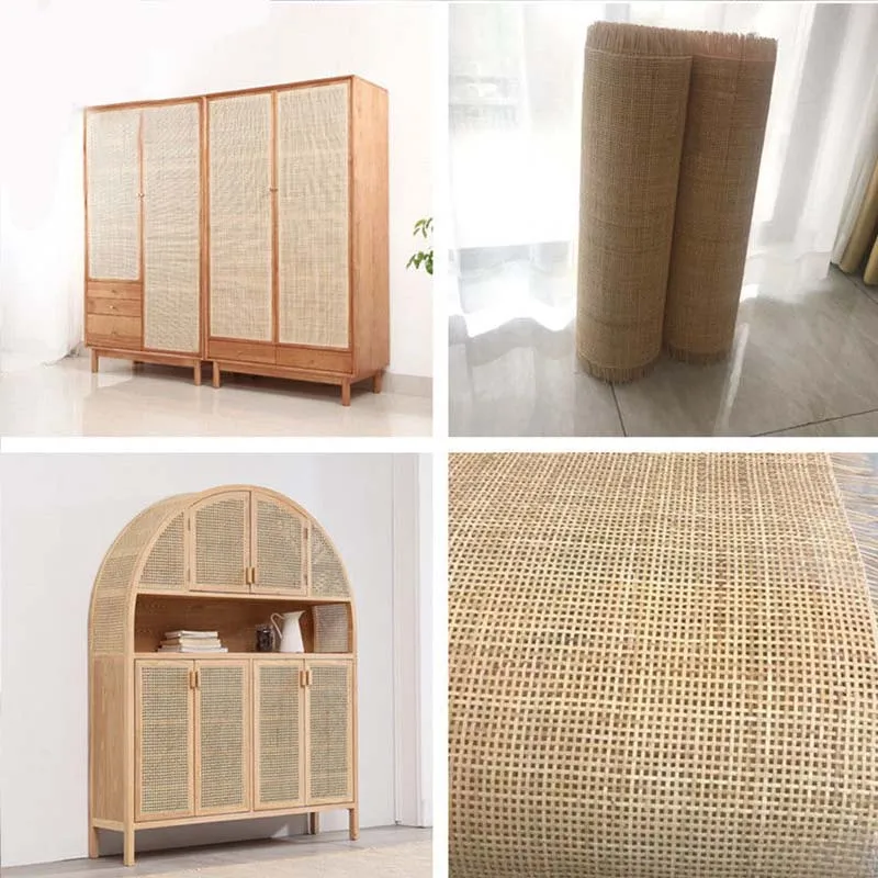 Hollow Square Lattice Natural Rattan Roll Indonesian Cane Webbing Wicker Material For Chair Table Cabinet Decor