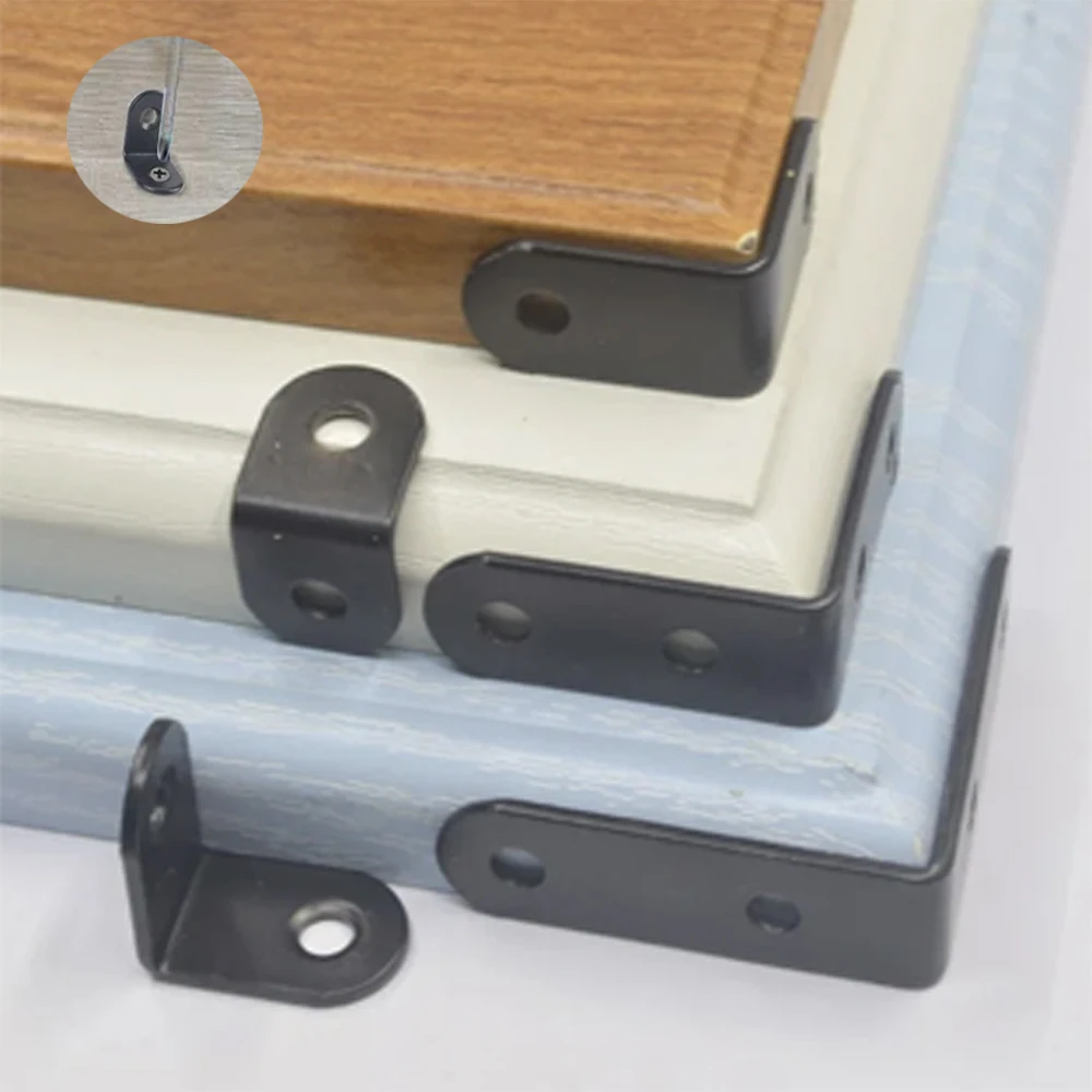 Stainless steel black corner bracket L-shaped bracket 90 degree right Angle L-shaped corner with screw fastener,