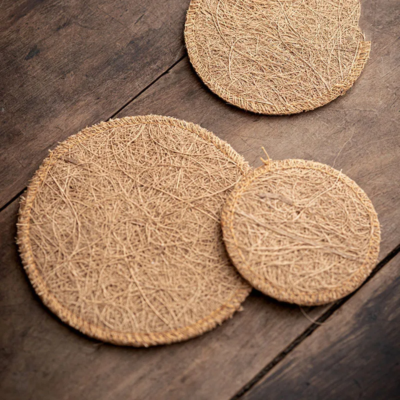 Vintage Eco-Friendly Natural Loofah Teapot Mat and Kitchen Coaster