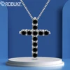 3-5mm D Color Black Moissanite Cross Necklace For Women Men Original S925 Silver Pendant Box Chain Jesus Jewelry GRA Certificate 1