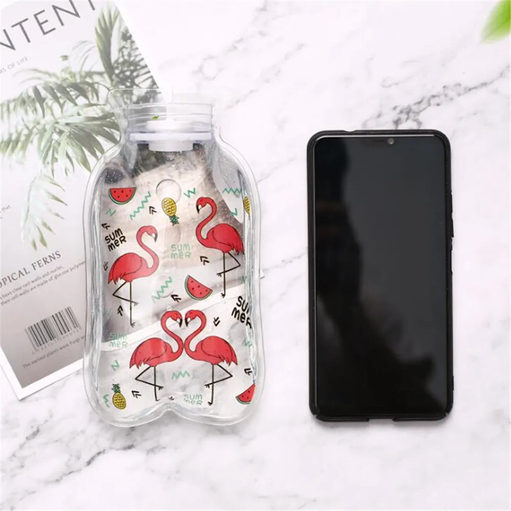 Cute Transparent Hot Water Bottle Warm Belly Treasure Cartoon Hand Warmer Filled Mini Explosion-proof Portable Hot Water Bags