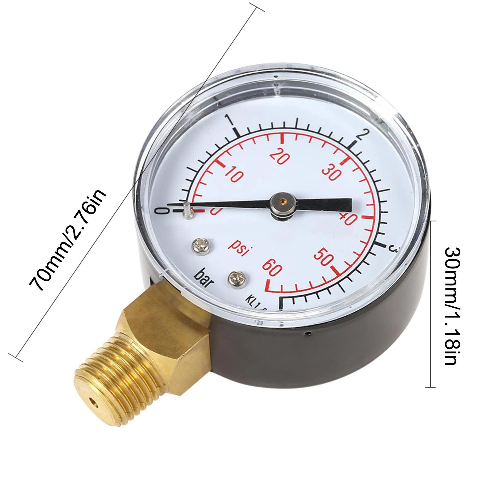 รูปสินค้า 50 มม.สระว่ายน้ํากรองน้ําความดันเครื่องวัดความดันไฮดรอลิก Manometer 1/4 "NPT Double Scale กลีเซอรีนเติมเมตร