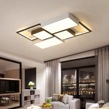 

Modern LED Rectangle Chandelier For Living Room Dining Room Bedroom Kitchen Lamp Black White Design Remote Control Ceiling Light