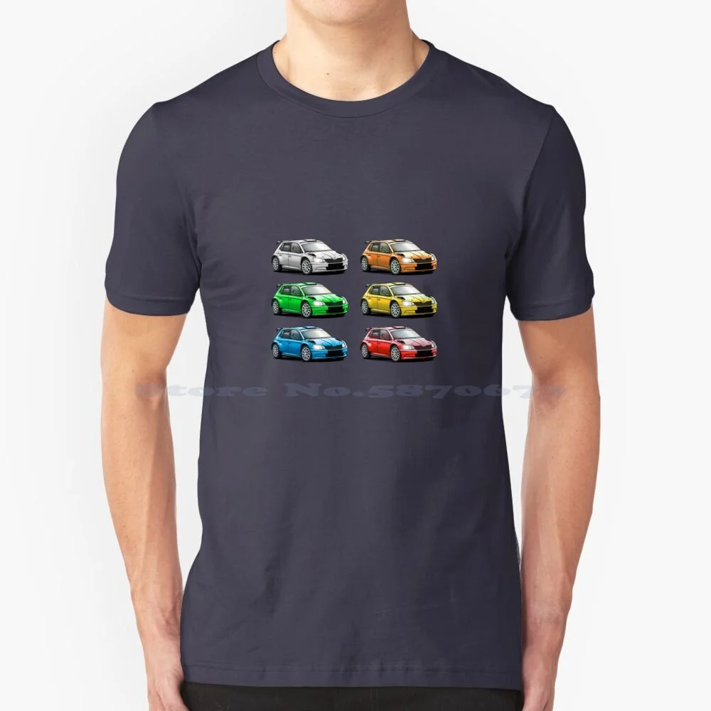 Skoda Fabia R5 Illustration-6 Pack T Shirt 100% Cotone Tee Skoda Fabia R5 Wrc Motorsport Rallying Drifting Race Fast Cars Pack