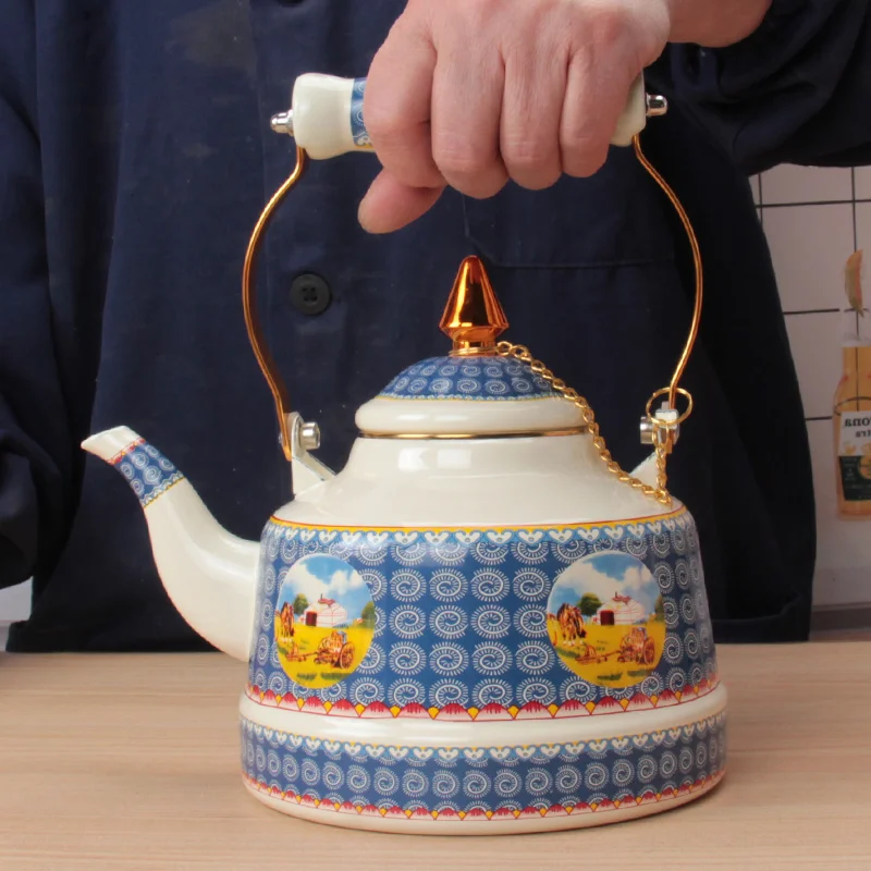 Enamel Vintage Enamel Kettle Boil Water Boil Milk Tea Coffee Pot Hotel Household Kitchen Cookware